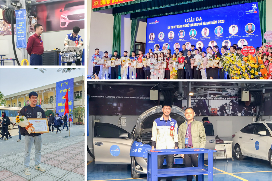 cuu sinh vien HPC Nguyen Van Nam thi ky nang nghe Ha Noi 2023 giai Ba cong nghe o to